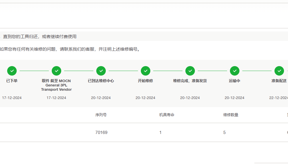 維修進(jìn)展追蹤